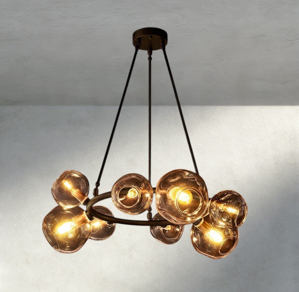 Bubble Smoke Glass Round Chandelier - Zelno Lighting
