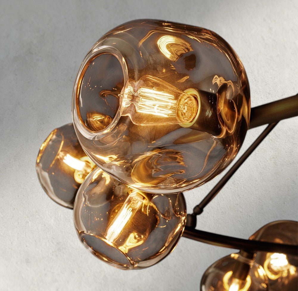Bubble Smoke Glass Round Chandelier - Zelno Lighting