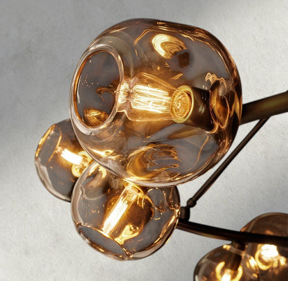 Bubble Smoke Glass Round Chandelier - Zelno Lighting