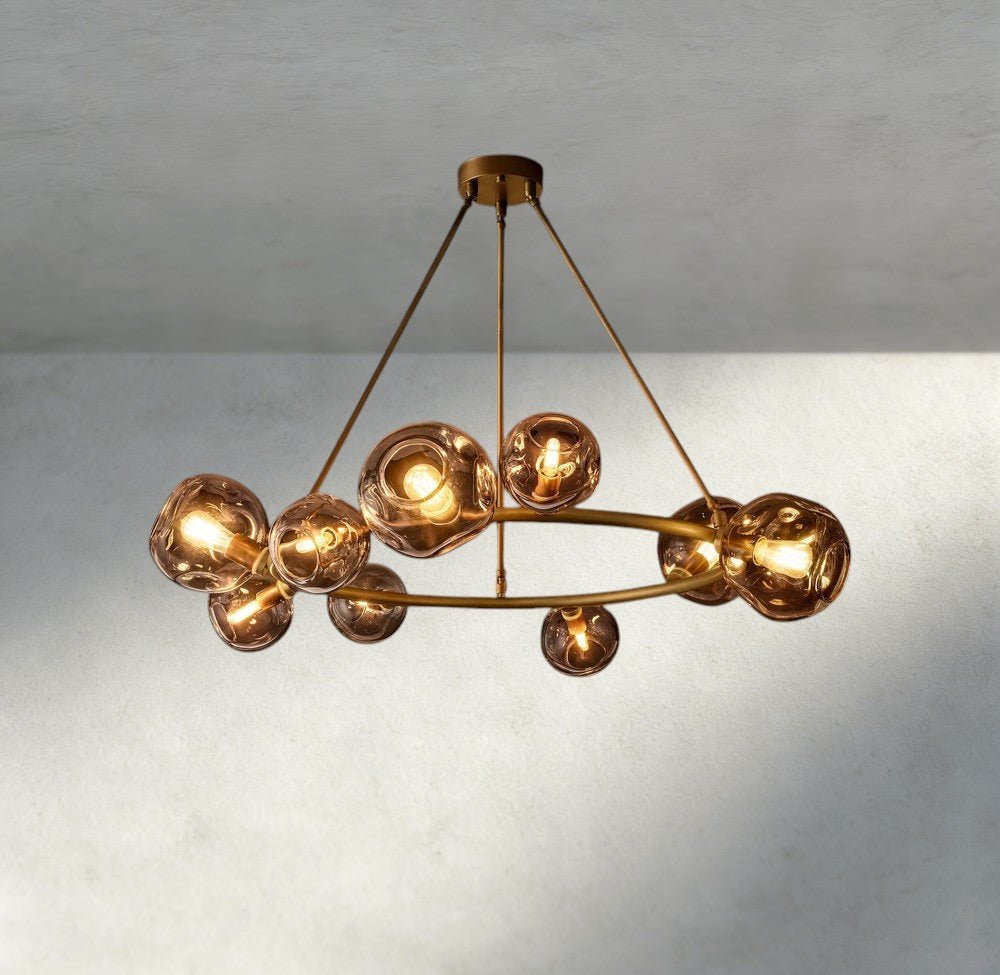 Bubble Smoke Glass Round Chandelier - Zelno Lighting
