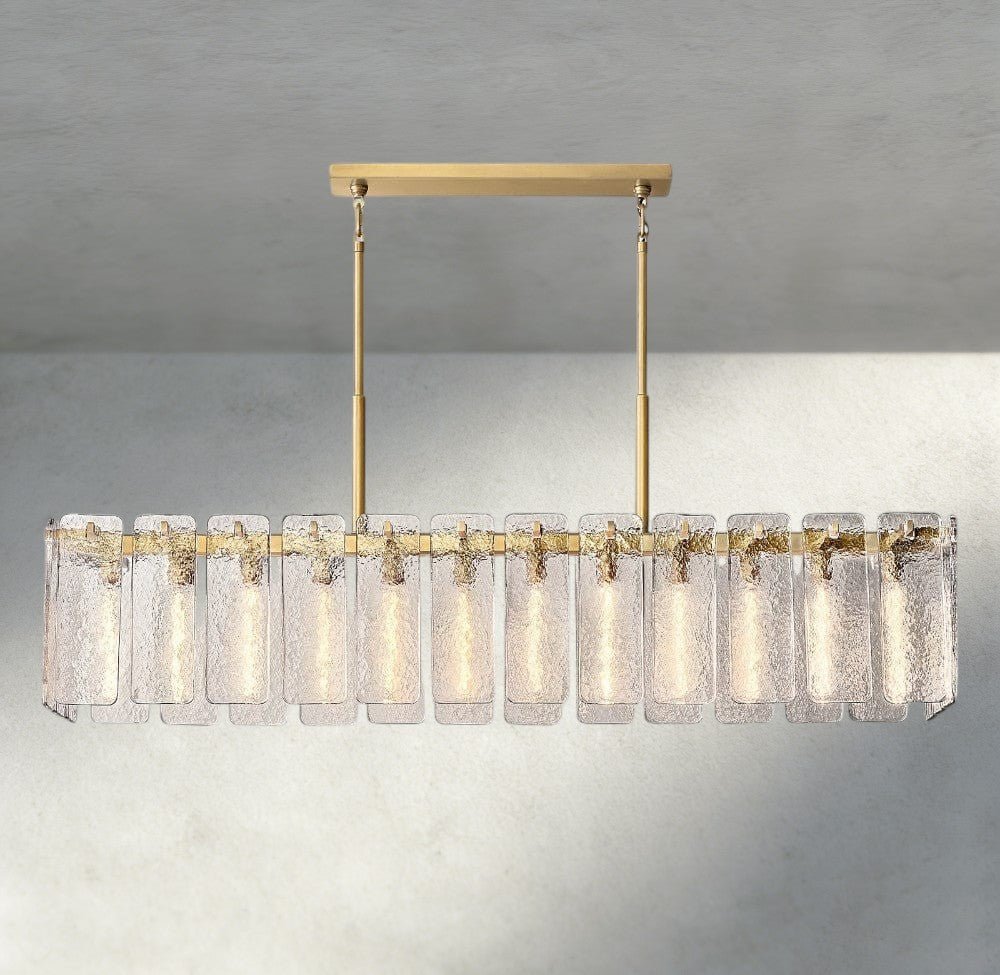 Calomota Glass Rectangular Chandelier 60", 72" - Zelno Lighting