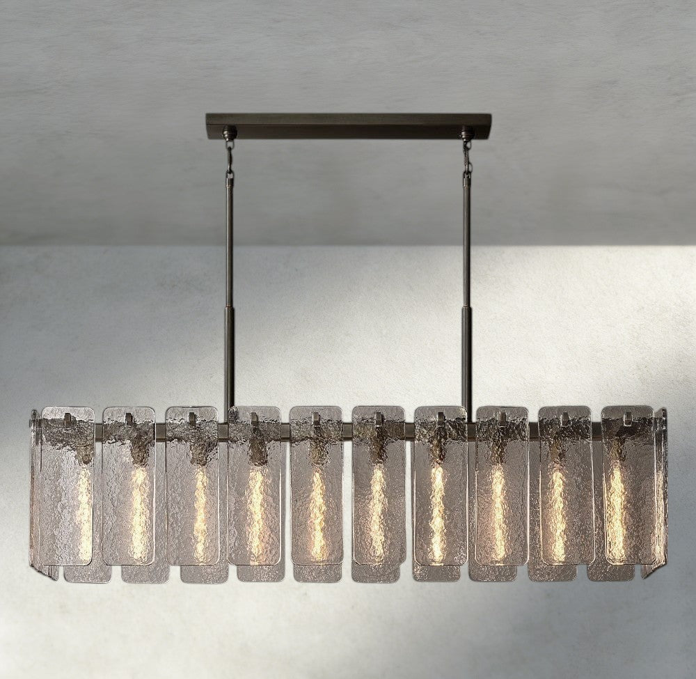 Calomota Glass Rectangular Chandelier 60", 72" - Zelno Lighting