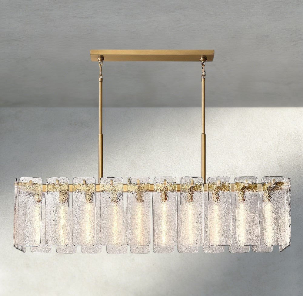 Calomota Glass Rectangular Chandelier 60", 72" - Zelno Lighting