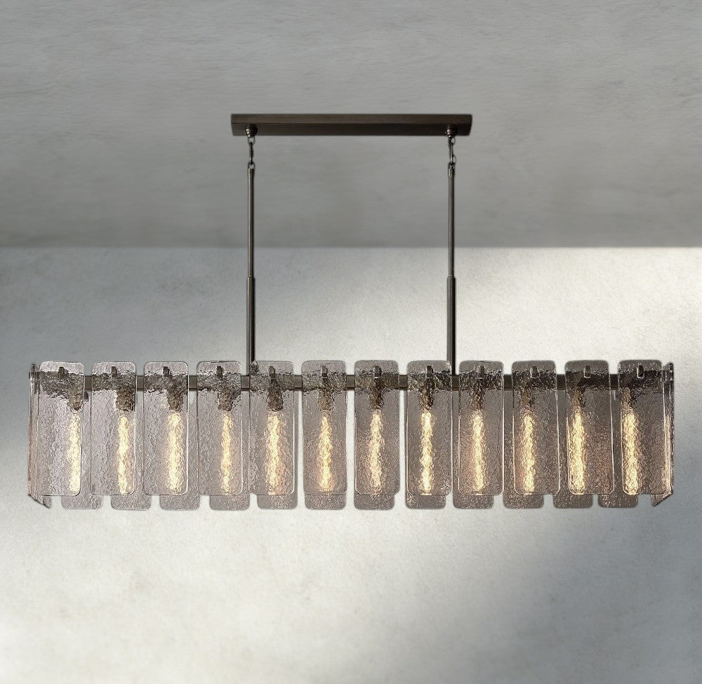 Calomota Glass Rectangular Chandelier 60", 72" - Zelno Lighting