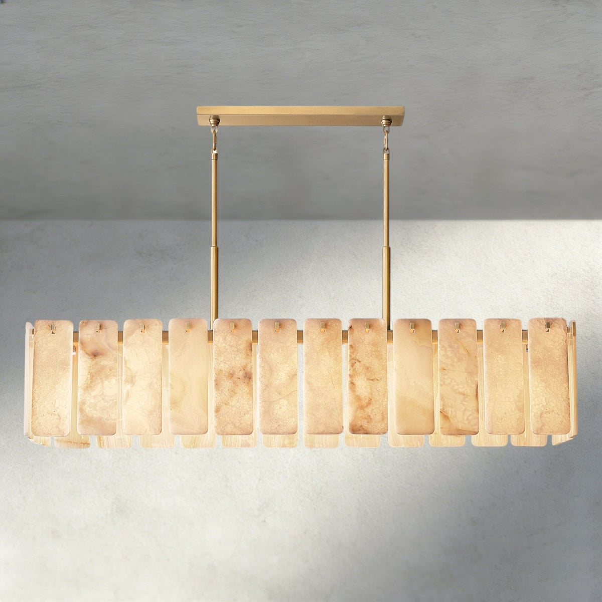 Calomota Onyx Rectangular Alabaster Chandelier 60", 74" - Zelno Lighting