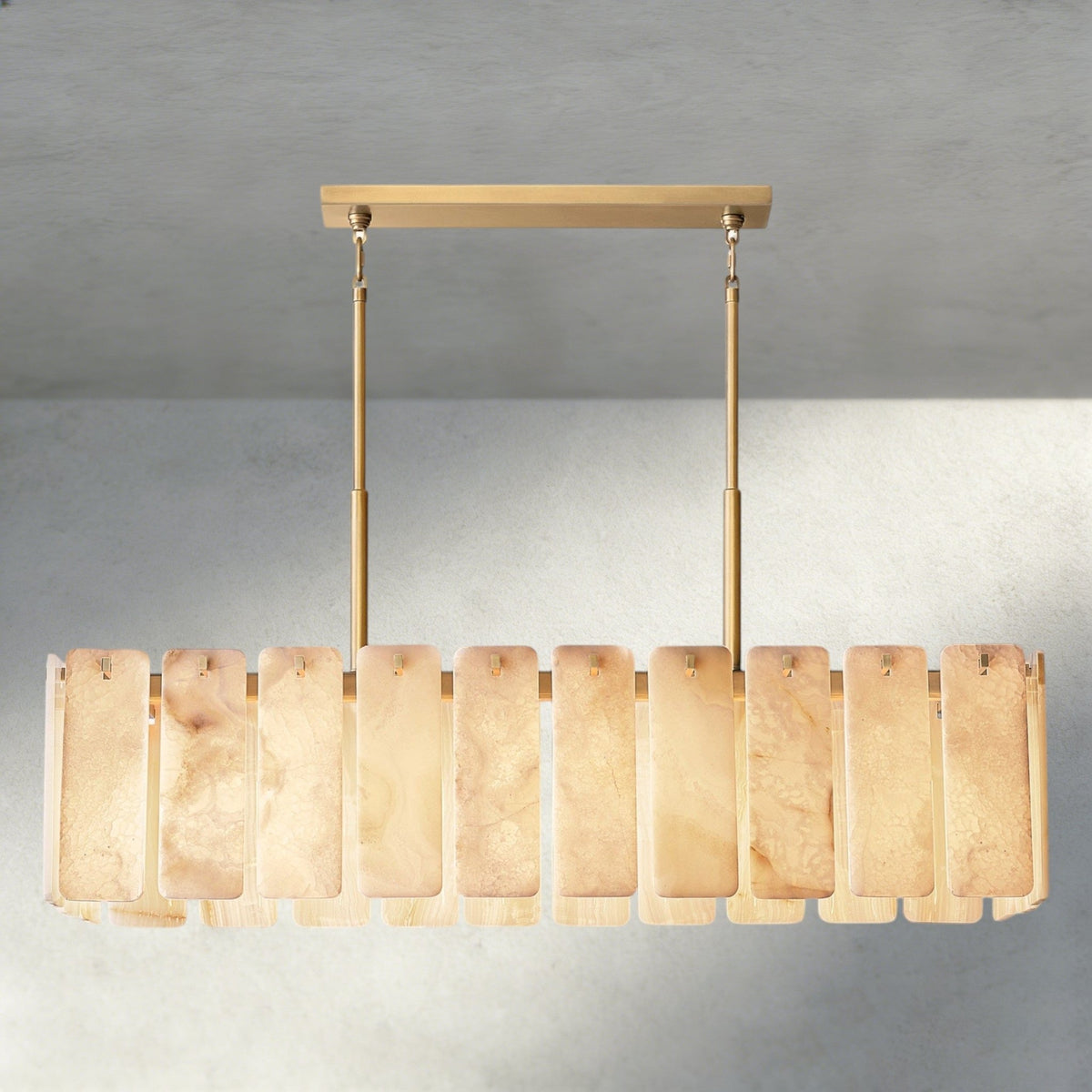 Calomota Onyx Rectangular Alabaster Chandelier 60", 74" - Zelno Lighting