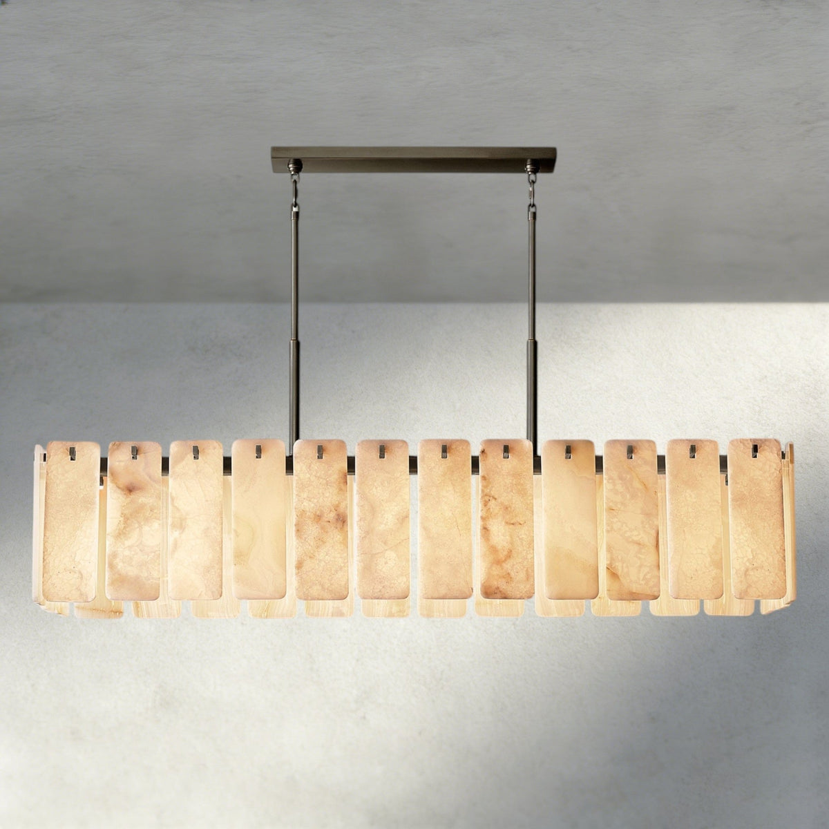 Calomota Onyx Rectangular Alabaster Chandelier 60", 74" - Zelno Lighting