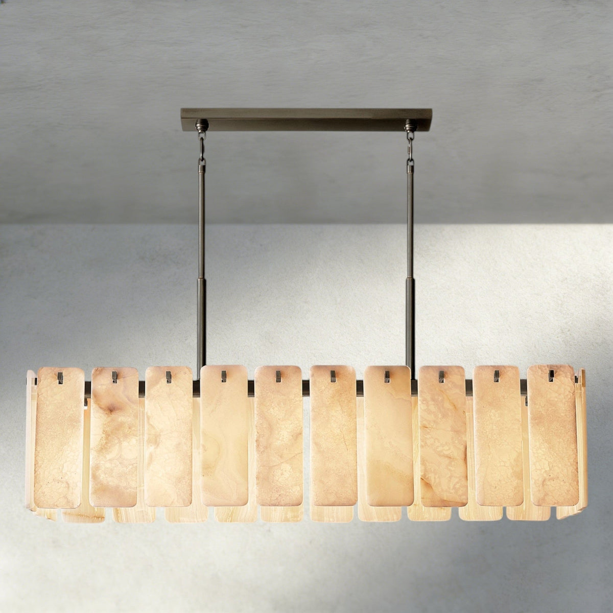 Calomota Onyx Rectangular Alabaster Chandelier 60", 74" - Zelno Lighting