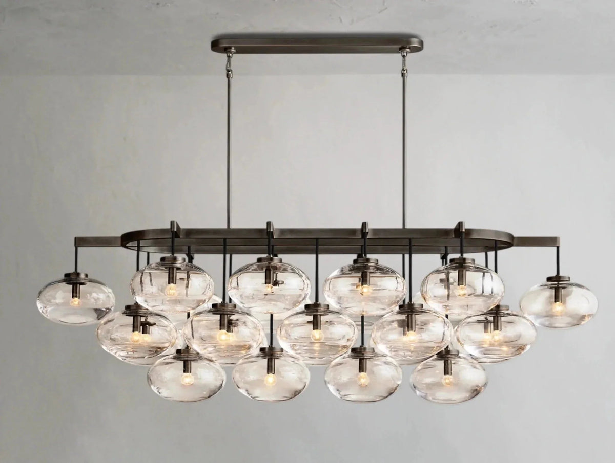 Cebret Glass Linear Chandelier - Zelno Lighting