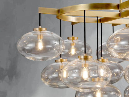 Cebret Glass Linear Chandelier - Zelno Lighting