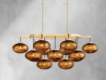 Cebret Glass Linear Chandelier - Zelno Lighting