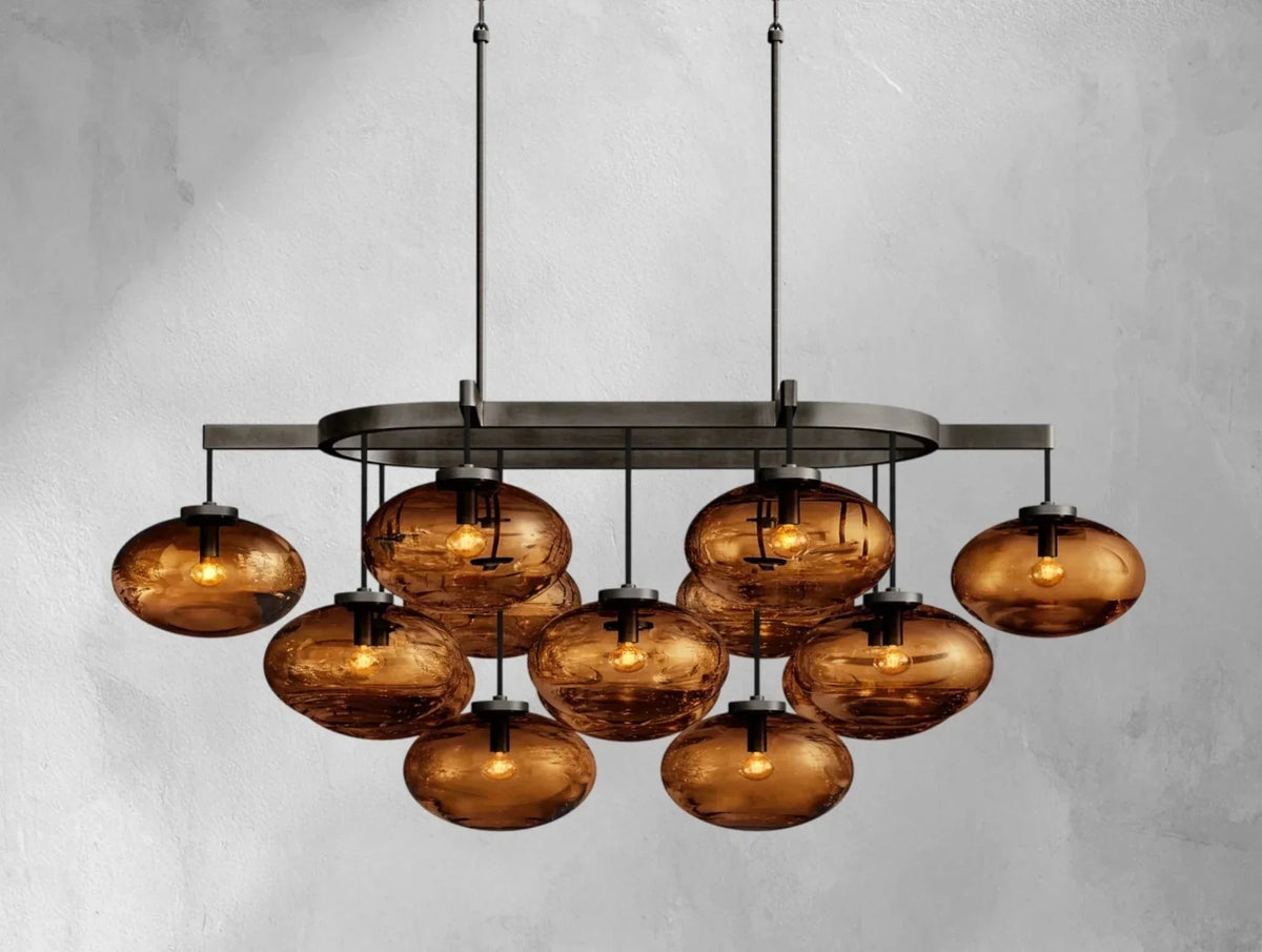 Cebret Glass Linear Chandelier - Zelno Lighting
