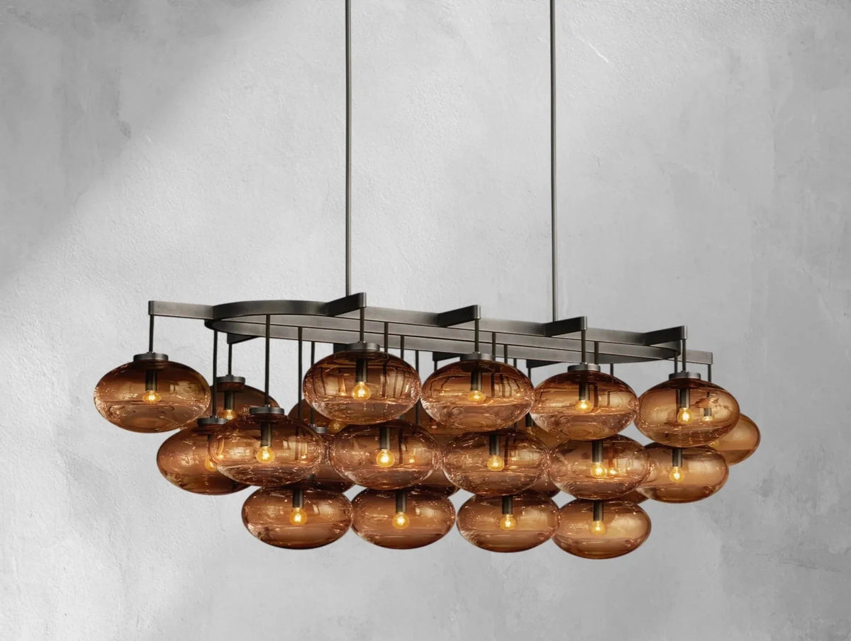 Cebret Glass Linear Chandelier - Zelno Lighting