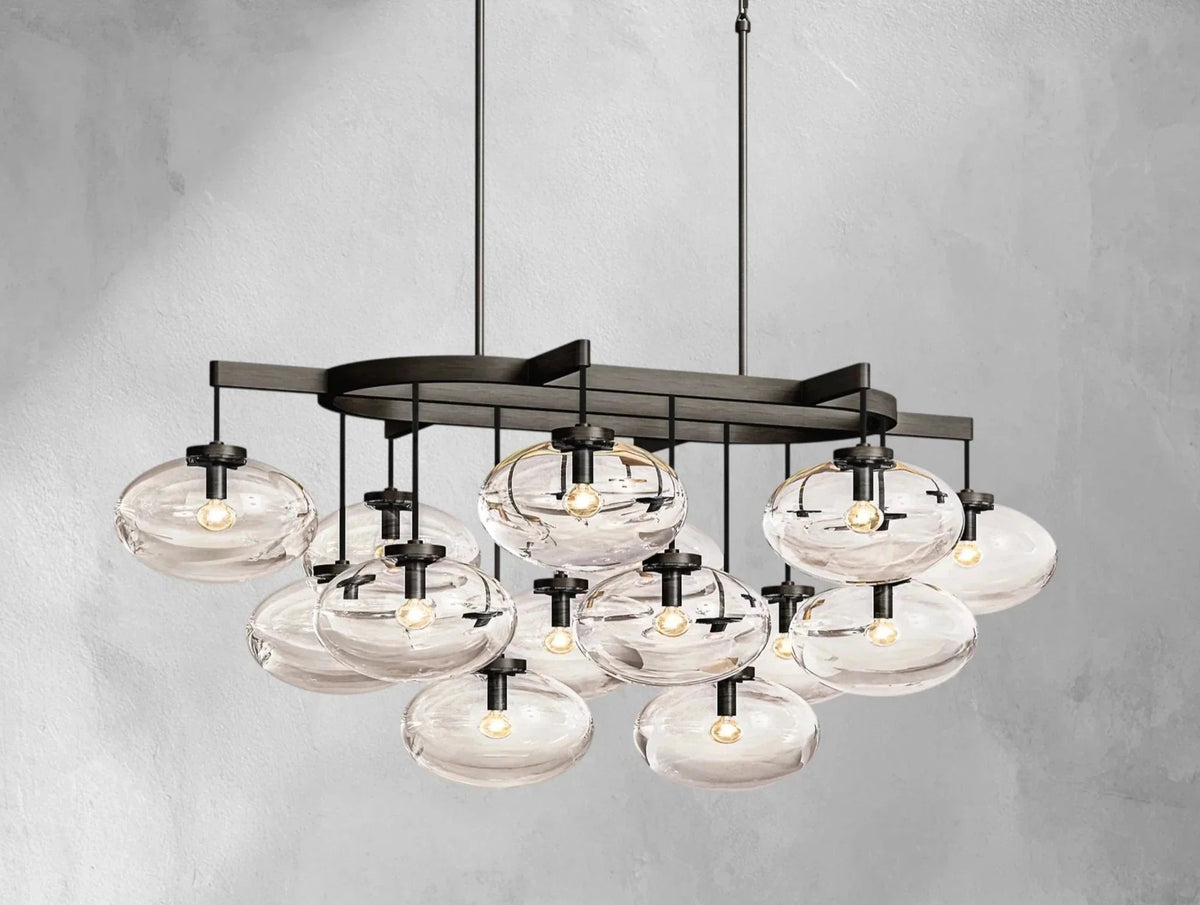 Cebret Glass Linear Chandelier - Zelno Lighting