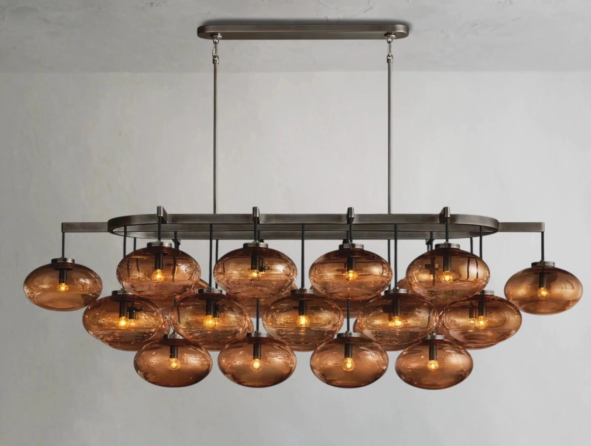 Cebret Glass Linear Chandelier - Zelno Lighting