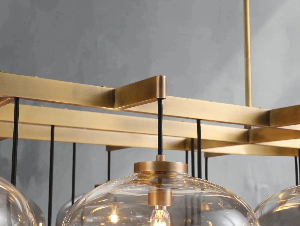 Cebret Glass Linear Chandelier - Zelno Lighting