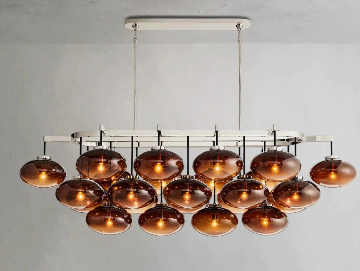 Cebret Glass Linear Chandelier - Zelno Lighting