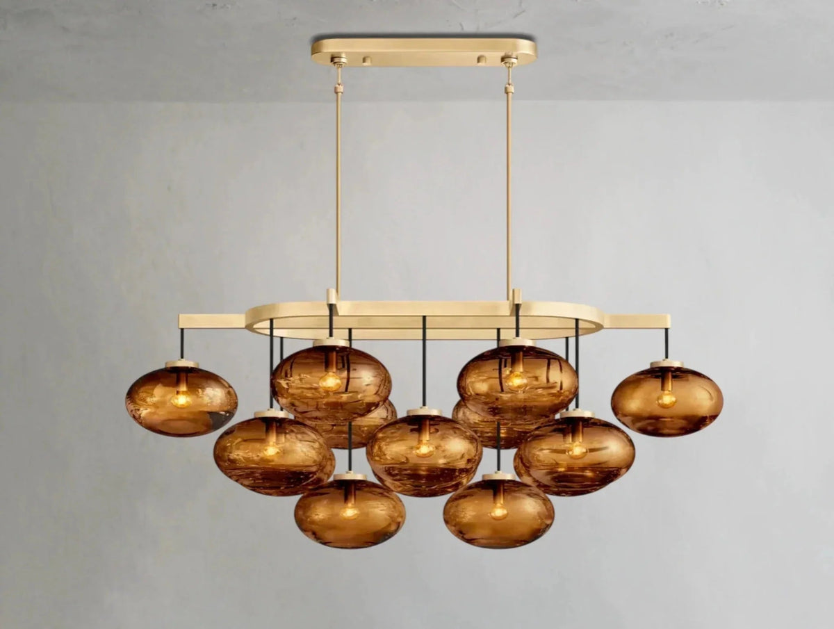 Cebret Glass Linear Chandelier - Zelno Lighting
