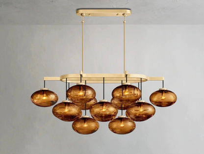 Cebret Glass Linear Chandelier - Zelno Lighting