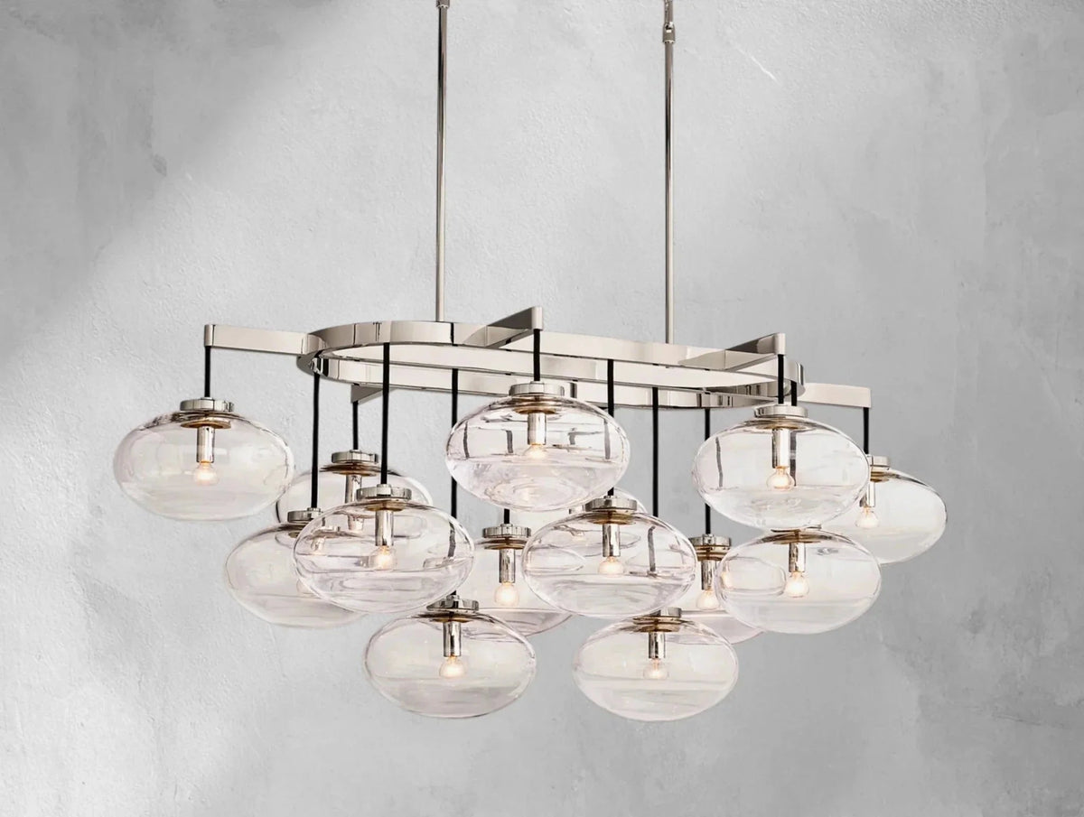 Cebret Glass Linear Chandelier - Zelno Lighting