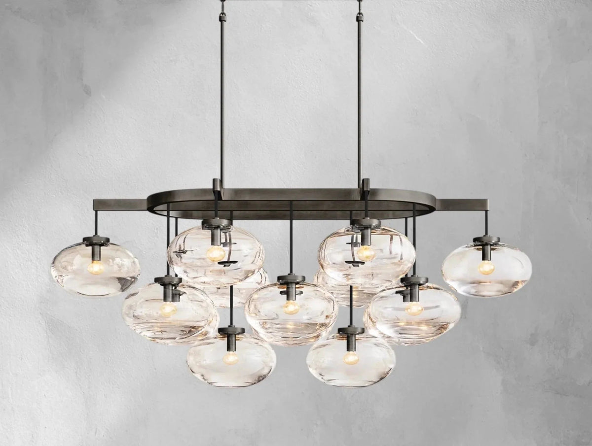Cebret Glass Linear Chandelier - Zelno Lighting