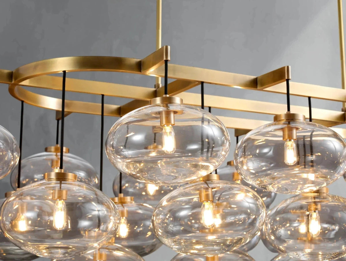 Cebret Glass Linear Chandelier - Zelno Lighting