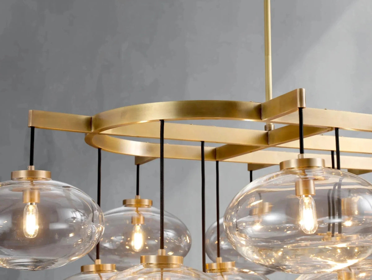 Cebret Glass Linear Chandelier - Zelno Lighting