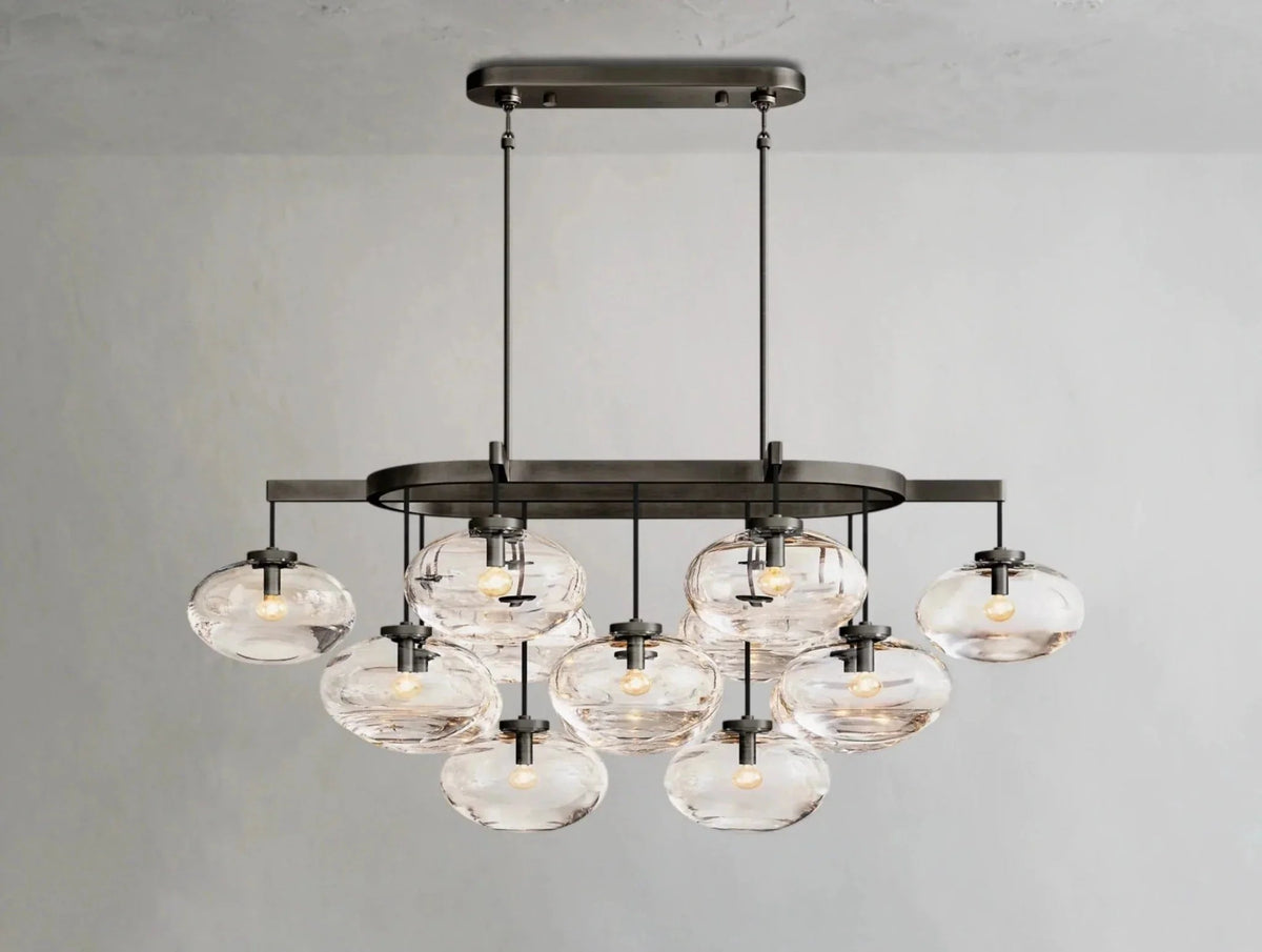Cebret Glass Linear Chandelier - Zelno Lighting