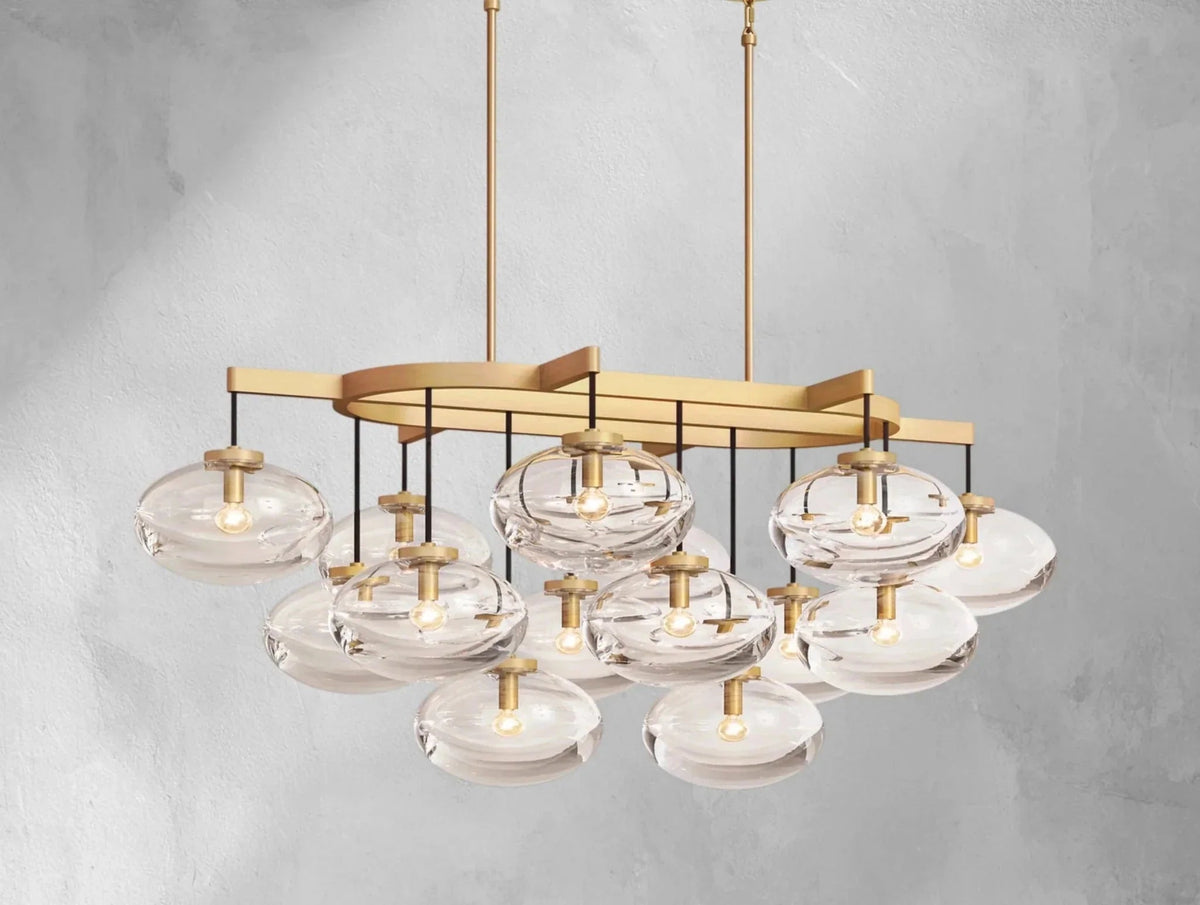 Cebret Glass Linear Chandelier - Zelno Lighting