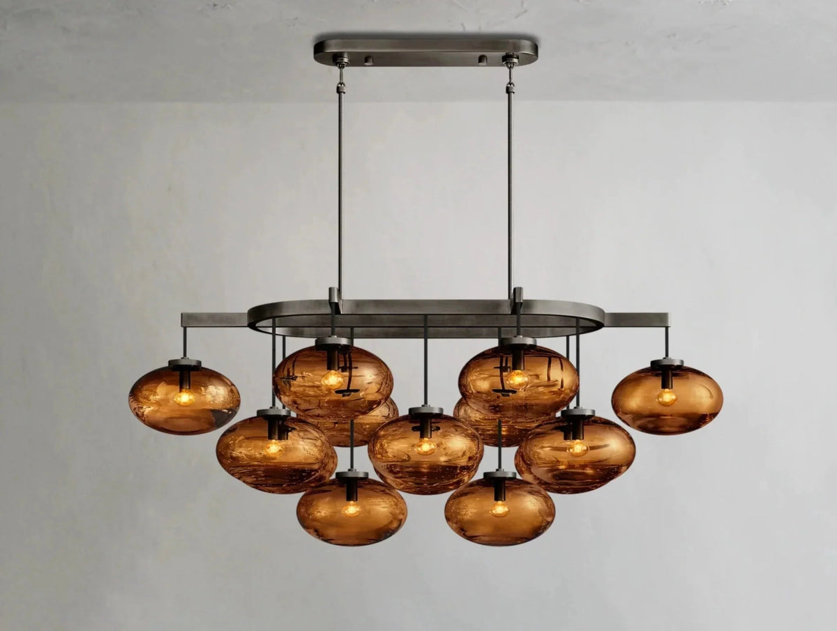 Cebret Glass Linear Chandelier - Zelno Lighting