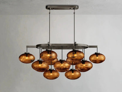 Cebret Glass Linear Chandelier - Zelno Lighting