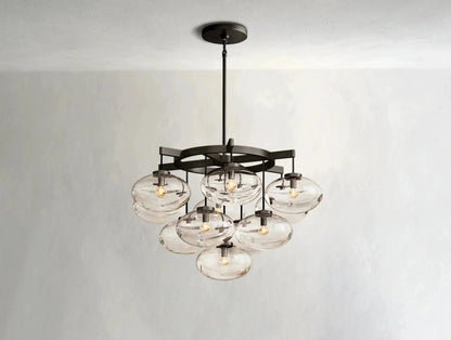 Cebret Glass Round Chandelier - Zelno Lighting