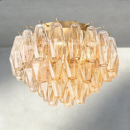 Chiaray Clear/ Smoke Glass Flushmount 17", 22" - Zelno Lighting