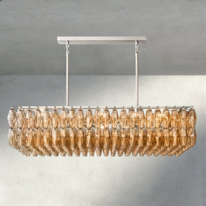 Chiaray Clear/ Smoke Glass Rectangular Chandelier 54", 74" - Zelno Lighting