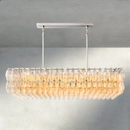 Chiaray Clear/ Smoke Glass Rectangular Chandelier 54", 74" - Zelno Lighting
