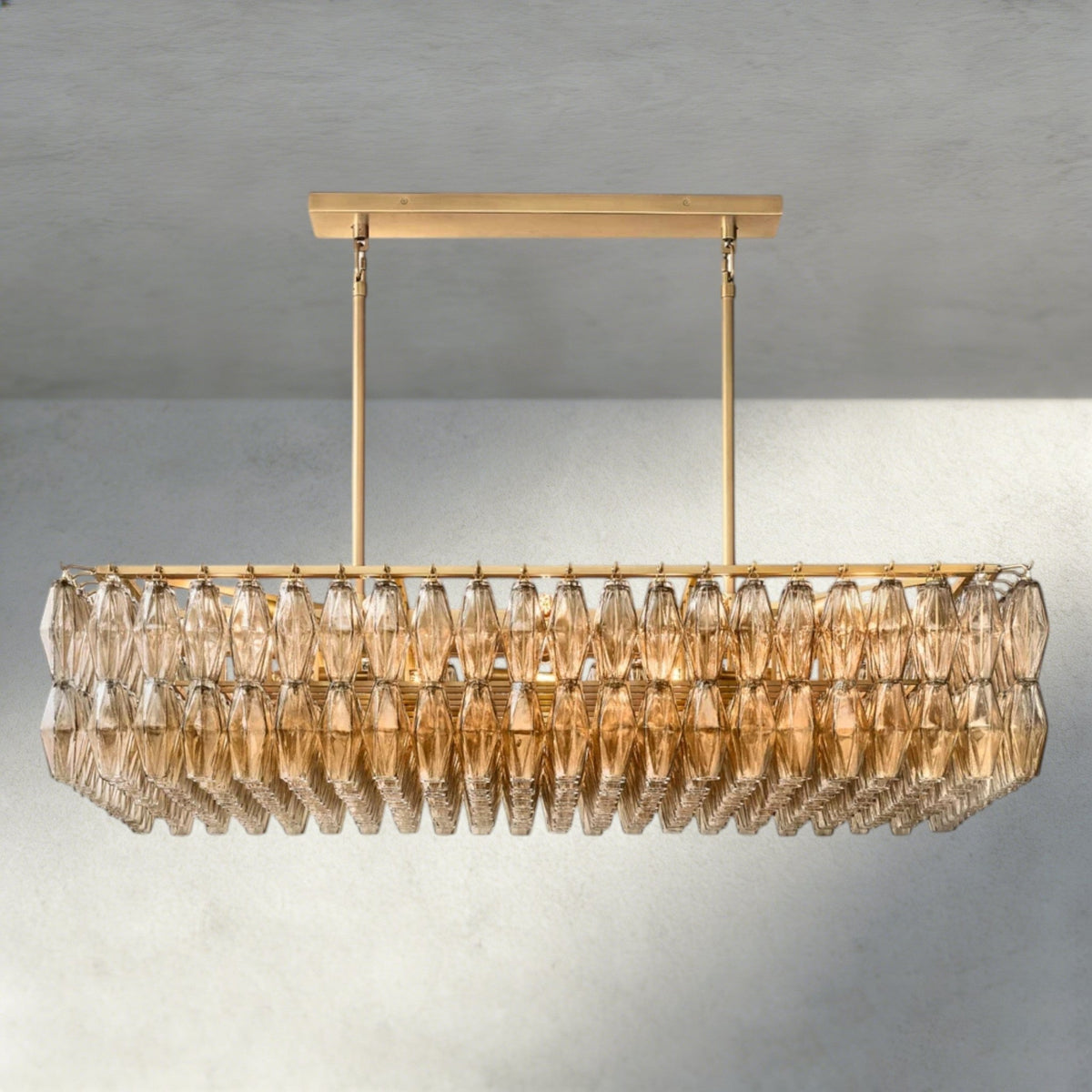 Chiaray Clear/ Smoke Glass Rectangular Chandelier 54", 74" - Zelno Lighting