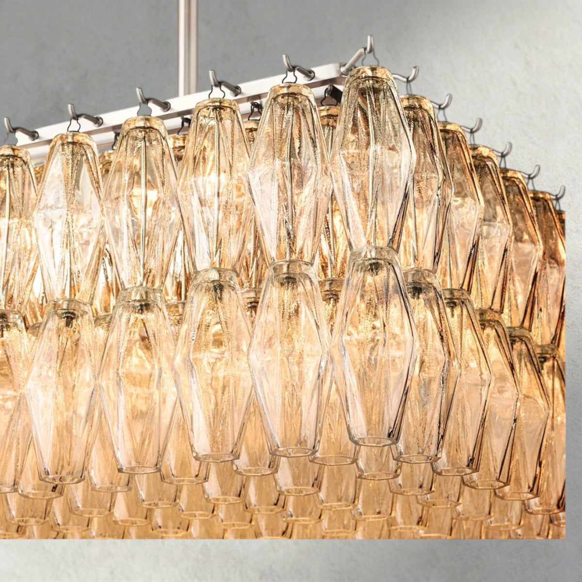 Chiaray Clear/ Smoke Glass Rectangular Chandelier 54", 74" - Zelno Lighting