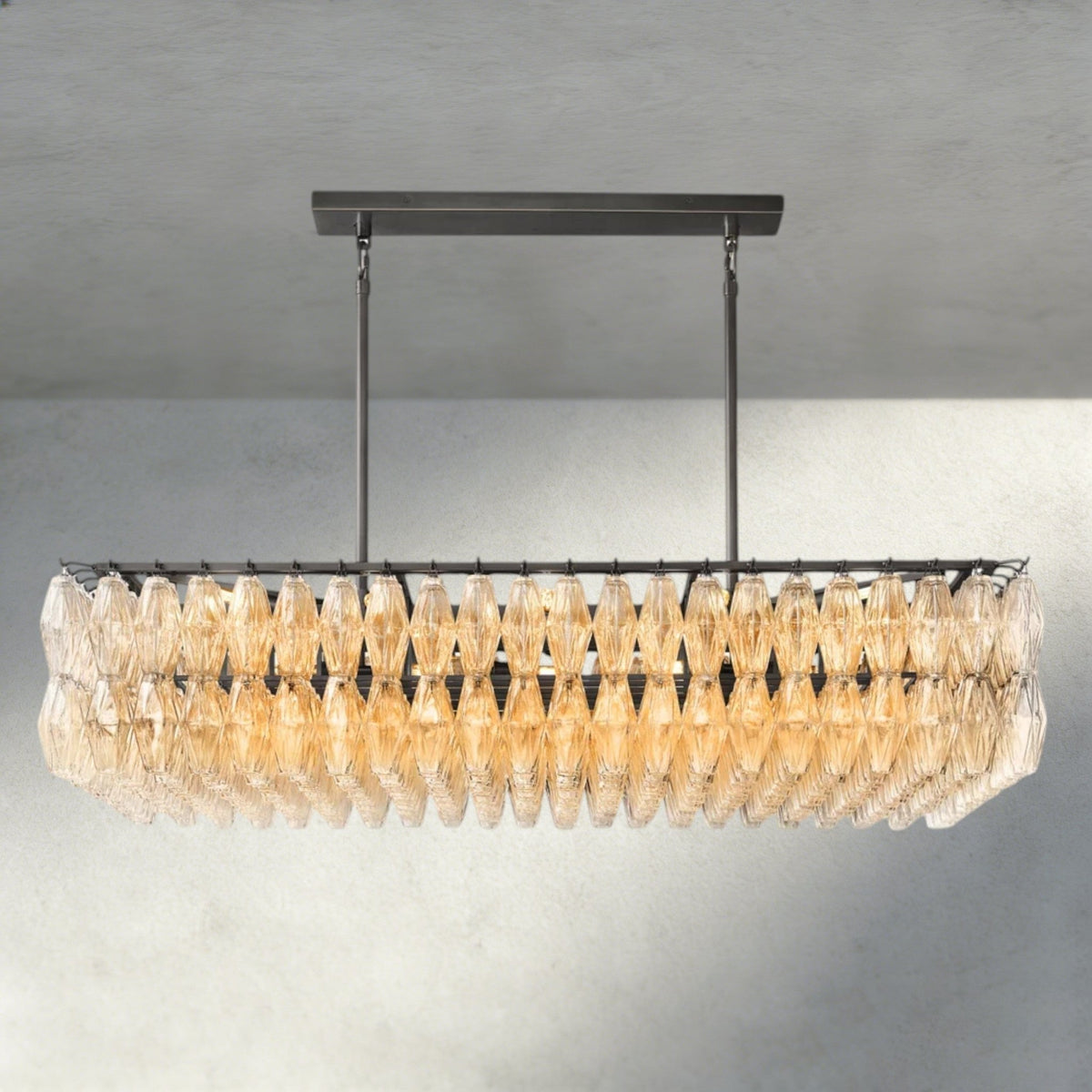 Chiaray Clear/ Smoke Glass Rectangular Chandelier 54", 74" - Zelno Lighting
