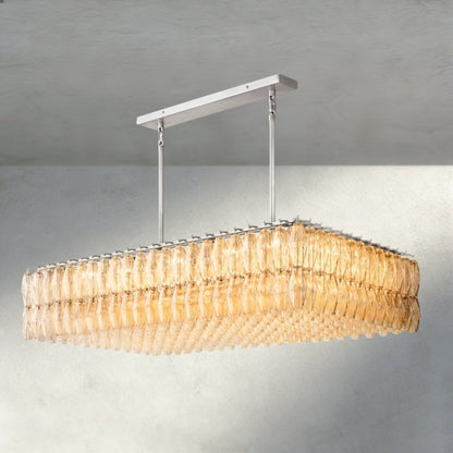 Chiaray Clear/ Smoke Glass Rectangular Chandelier 54", 74" - Zelno Lighting