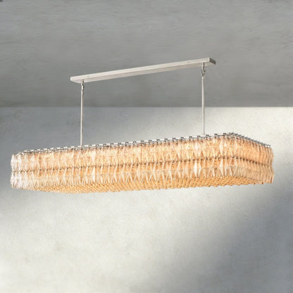 Chiaray Clear/ Smoke Glass Rectangular Chandelier 54", 74" - Zelno Lighting