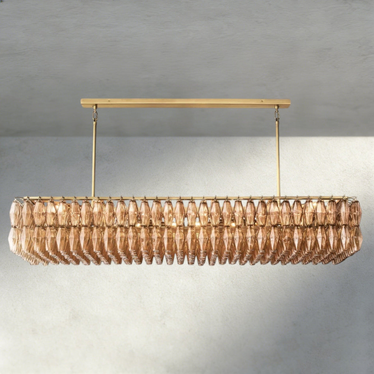 Chiaray Clear/ Smoke Glass Rectangular Chandelier 54", 74" - Zelno Lighting
