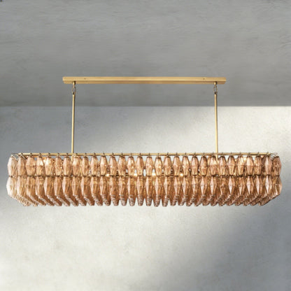 Chiaray Clear/ Smoke Glass Rectangular Chandelier 54", 74" - Zelno Lighting
