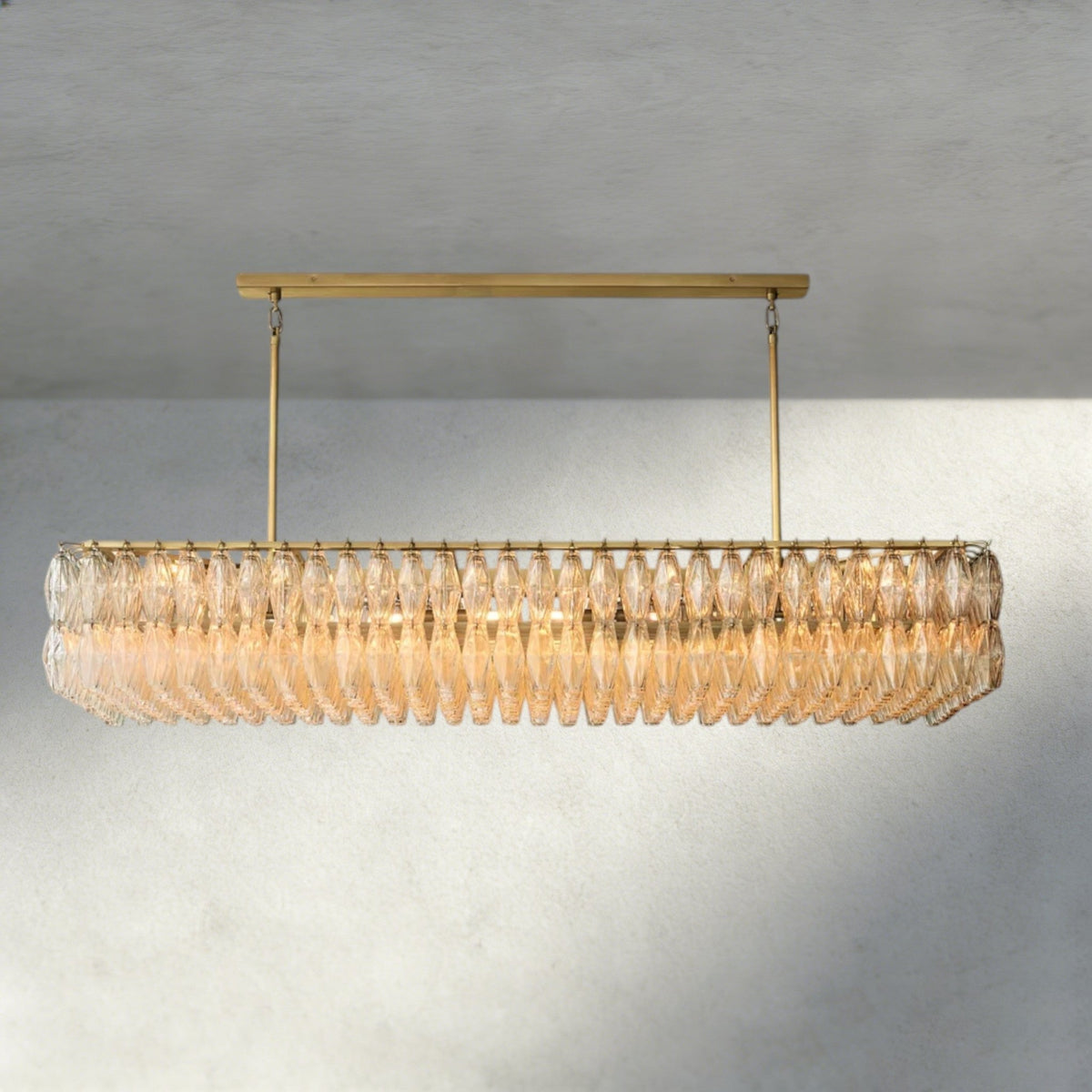Chiaray Clear/ Smoke Glass Rectangular Chandelier 54", 74" - Zelno Lighting