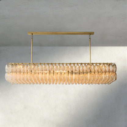 Chiaray Clear/ Smoke Glass Rectangular Chandelier 54", 74" - Zelno Lighting