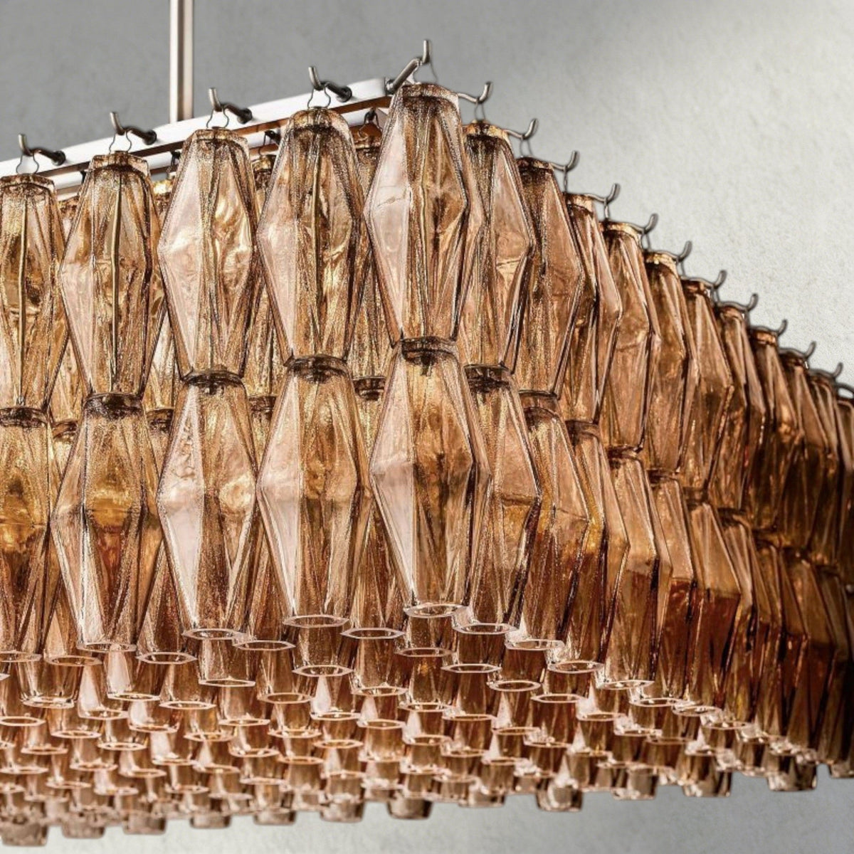 Chiaray Clear/ Smoke Glass Rectangular Chandelier 54", 74" - Zelno Lighting