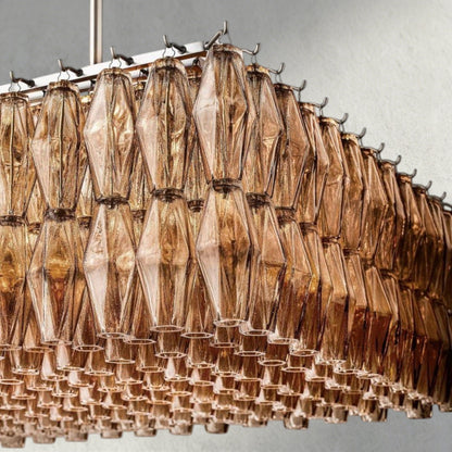 Chiaray Clear/ Smoke Glass Rectangular Chandelier 54", 74" - Zelno Lighting