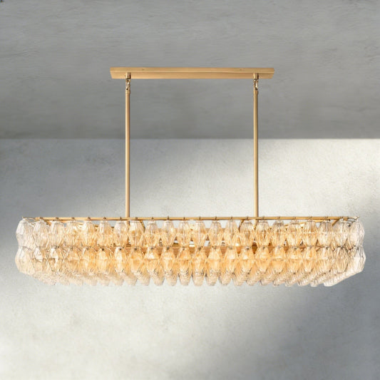 Chiaray Clear/ Smoke Glass Rectangular Chandelier 54", 74" - Zelno Lighting