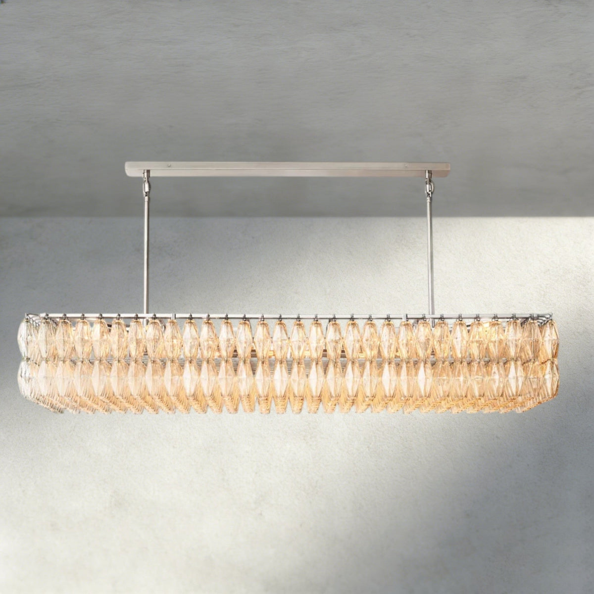 Chiaray Clear/ Smoke Glass Rectangular Chandelier 54", 74" - Zelno Lighting