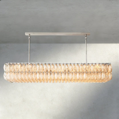 Chiaray Clear/ Smoke Glass Rectangular Chandelier 54", 74" - Zelno Lighting