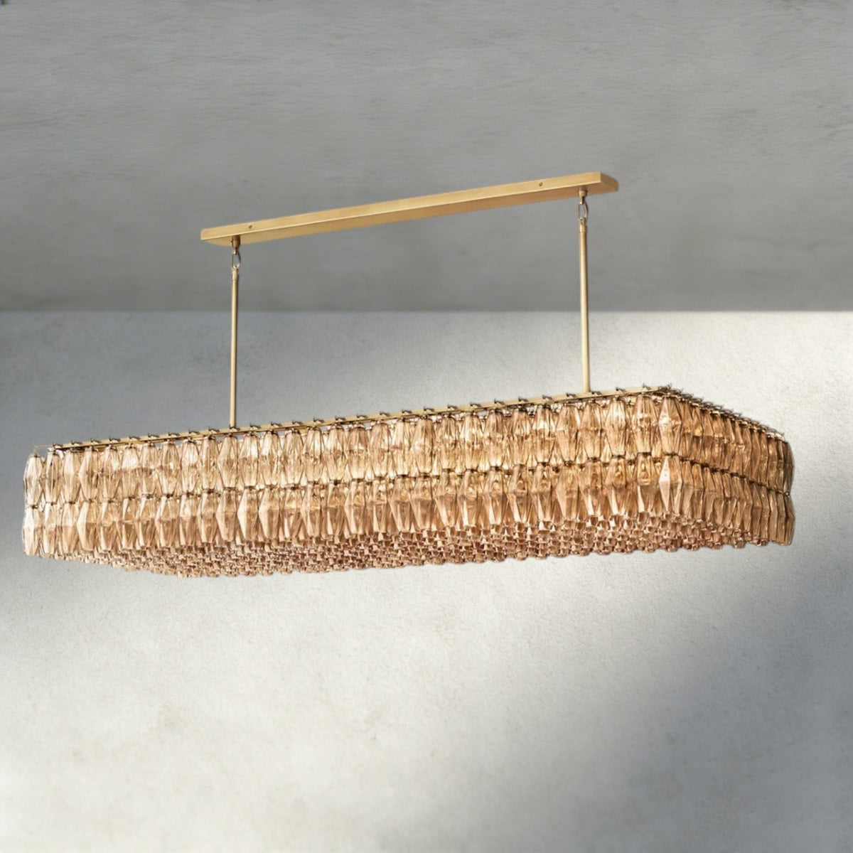 Chiaray Clear/ Smoke Glass Rectangular Chandelier 54", 74" - Zelno Lighting